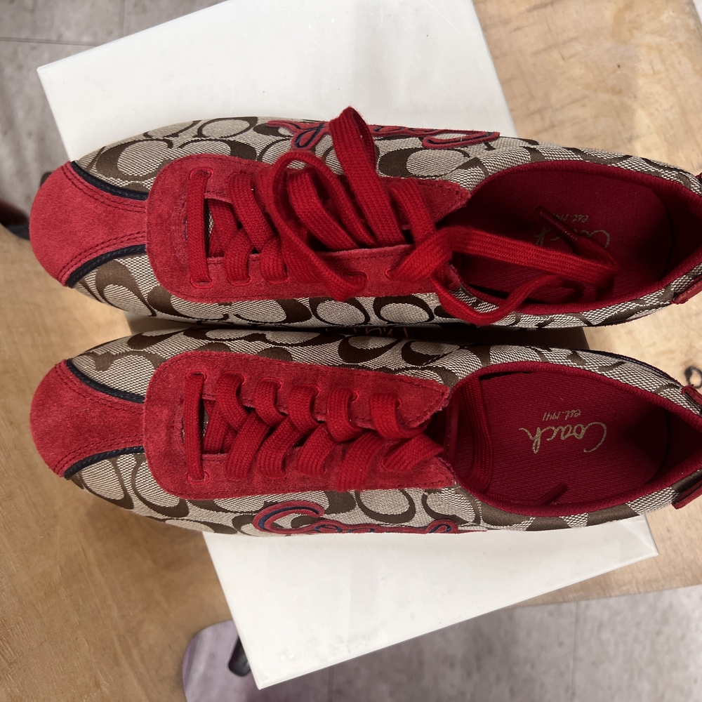 Coach Red and Brown Sneakers - Picture 6 of 10